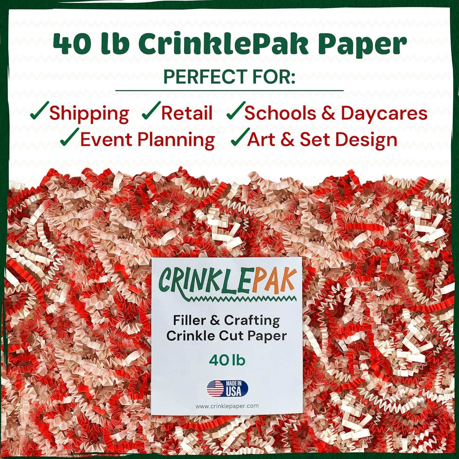 40 LB Candy Cane Crinkle Paper by CrinklePak - product image 2 for Resin Society