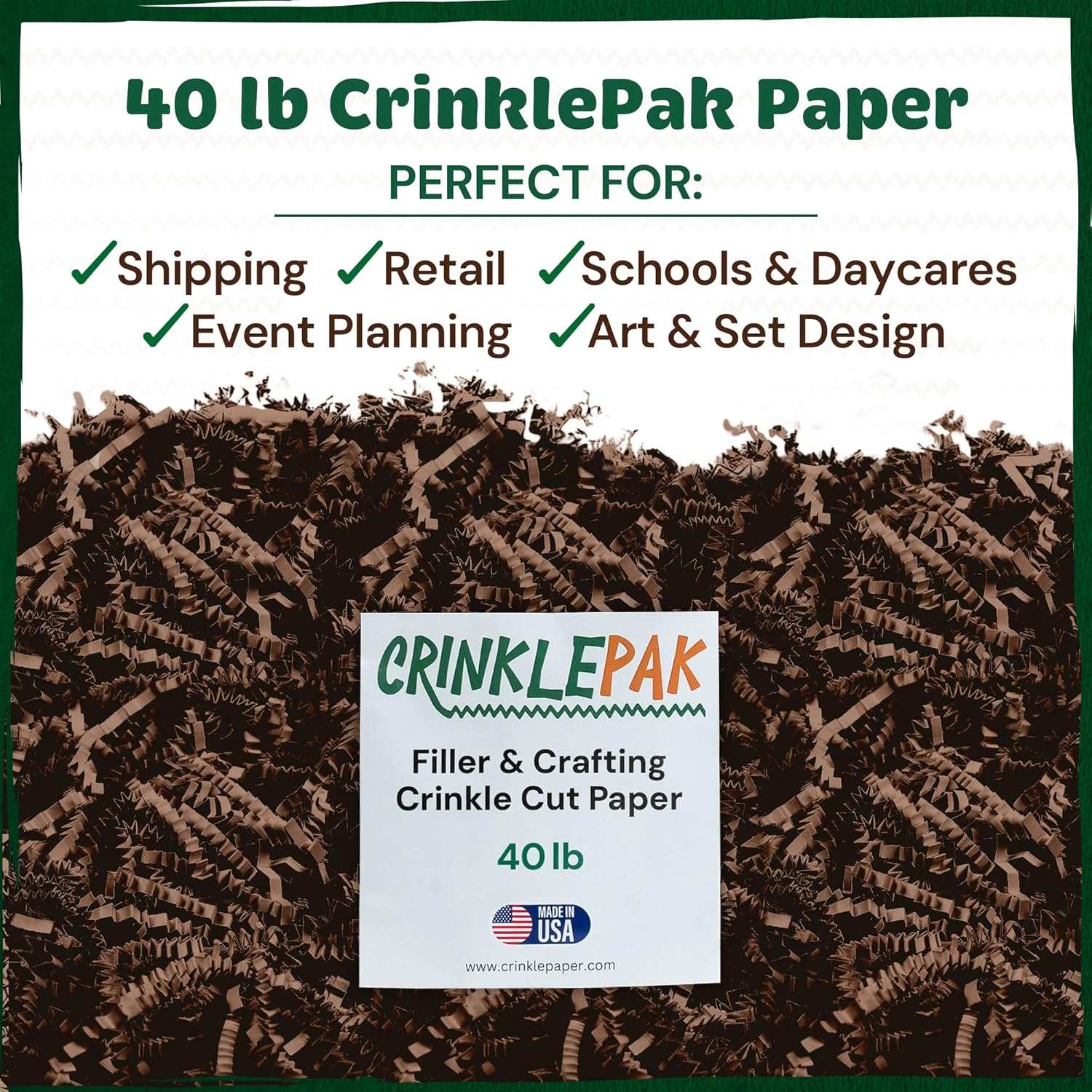 40 LB Chocolate Crinkle Paper by CrinklePak - product image 2 for Resin Society