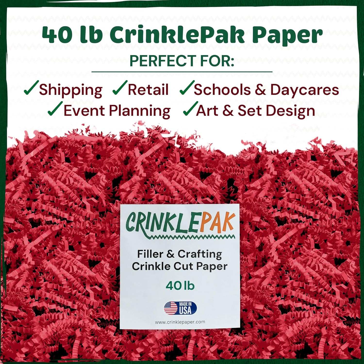 40 LB Red Crinkle Paper by CrinklePak - product image 3 for Resin Society