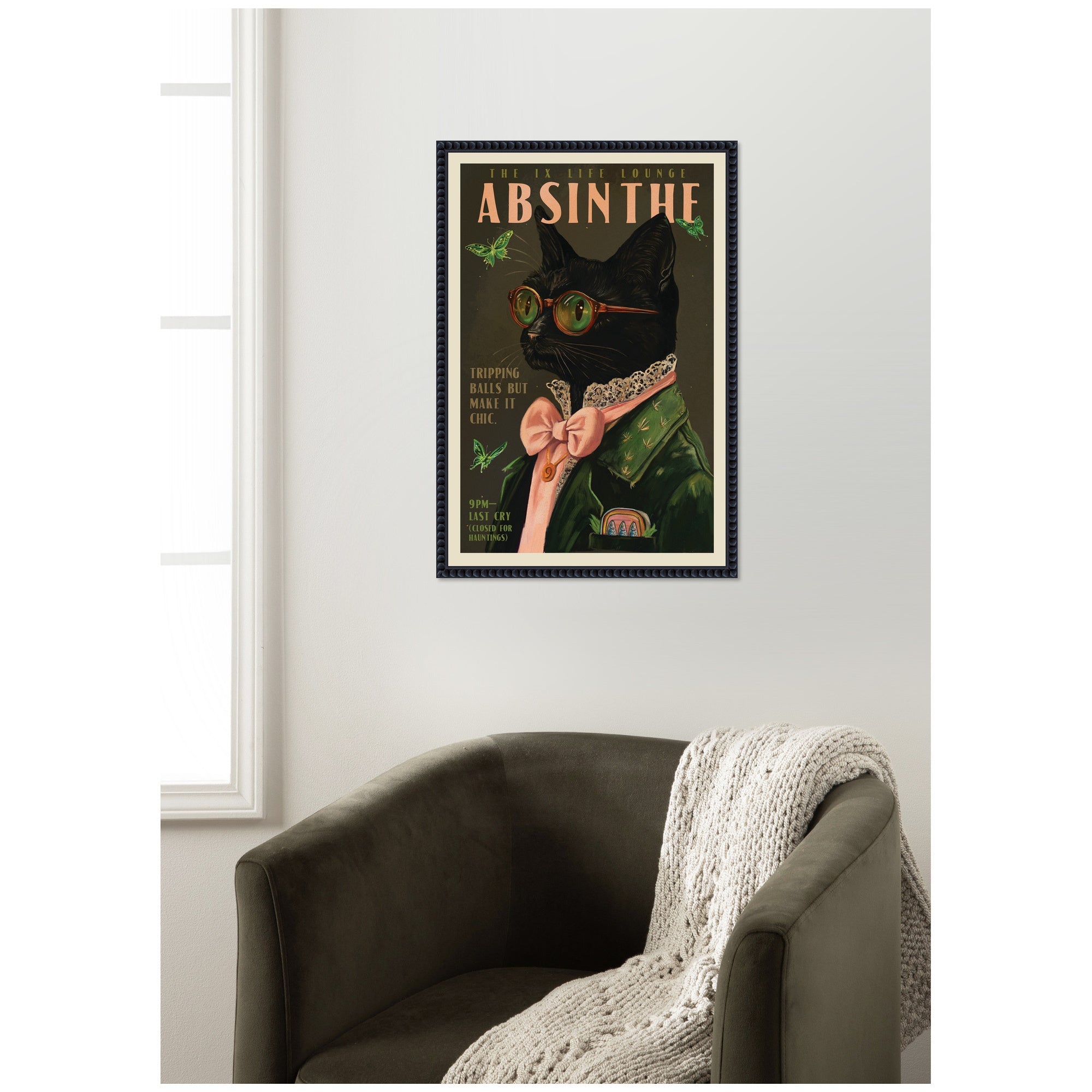 WG Absinthe Kitty by The Whiskey Ginger Framed Canvas Wall Art Print