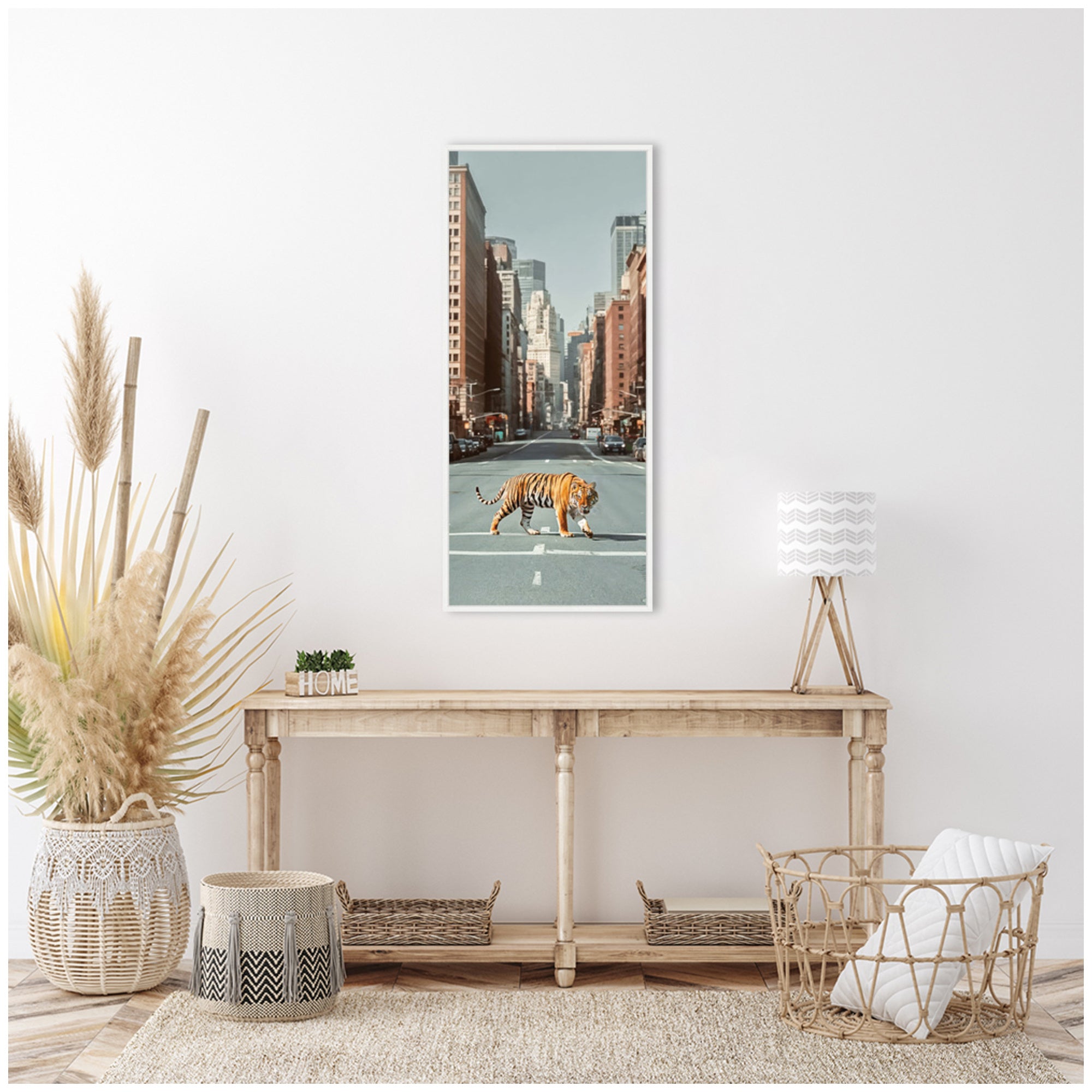 Sylvie Urban Tiger in the City Framed Canvas by Michael Schauer