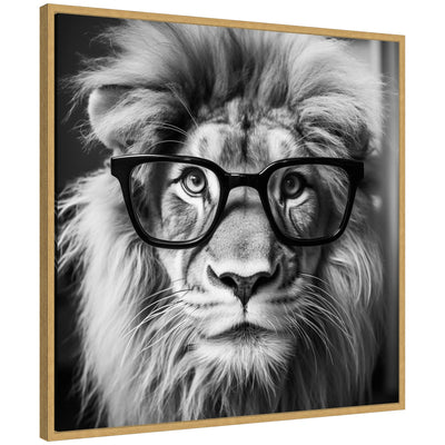 Sylvie Black and White Lion in Reading Glasses Framed Canvas by kateandlaurel - product image 5 for Resin Society