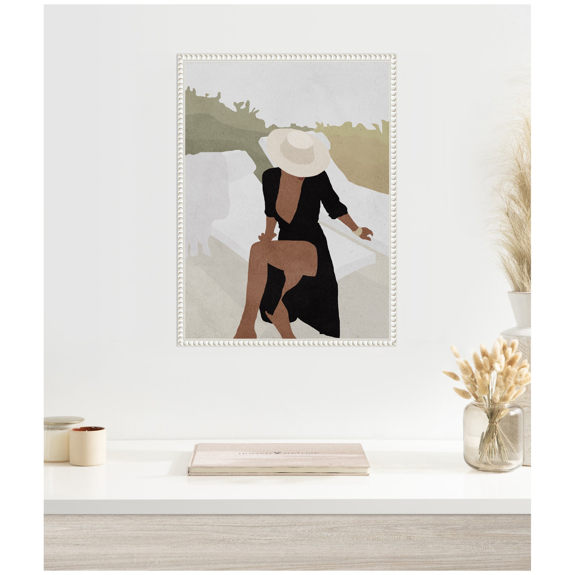 Sylvie Elegant Woman in Hat Framed Canvas by July Art Prints