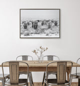 Sylvie Herd of Highland Cows Black and White Framed Canvas by The