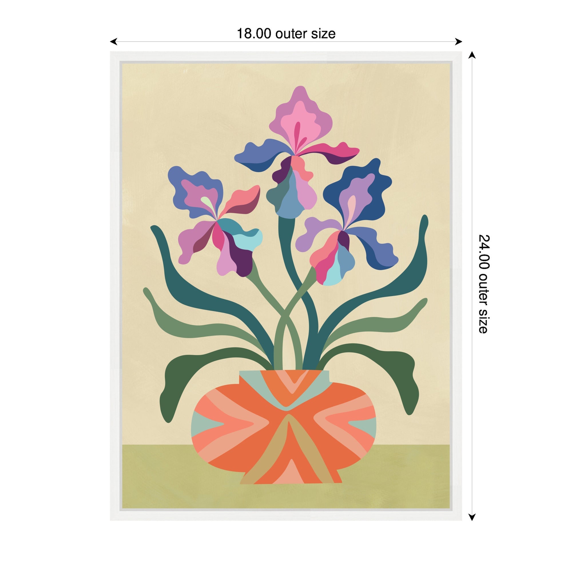 Sylvie Iris and Vase Framed Canvas by Rachel Lee