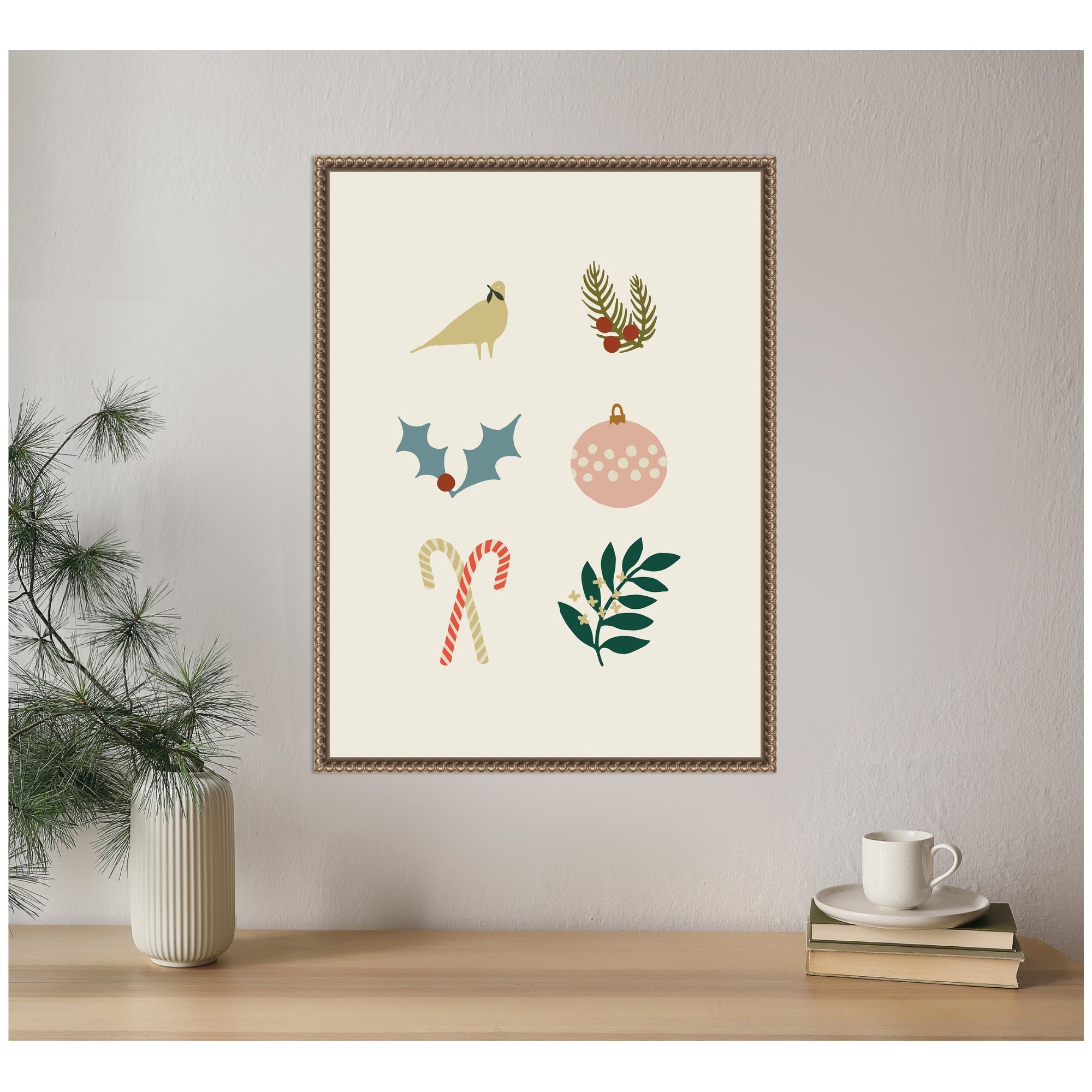 Sylvie Beaded Holiday Six Framed Canvas by Hannah Beisang