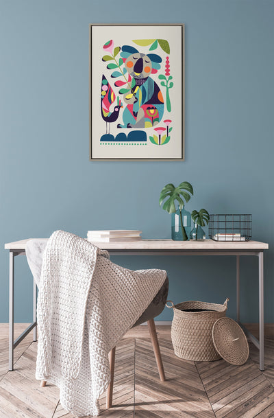 Sylvie Mid Century Modern Koala Framed Canvas