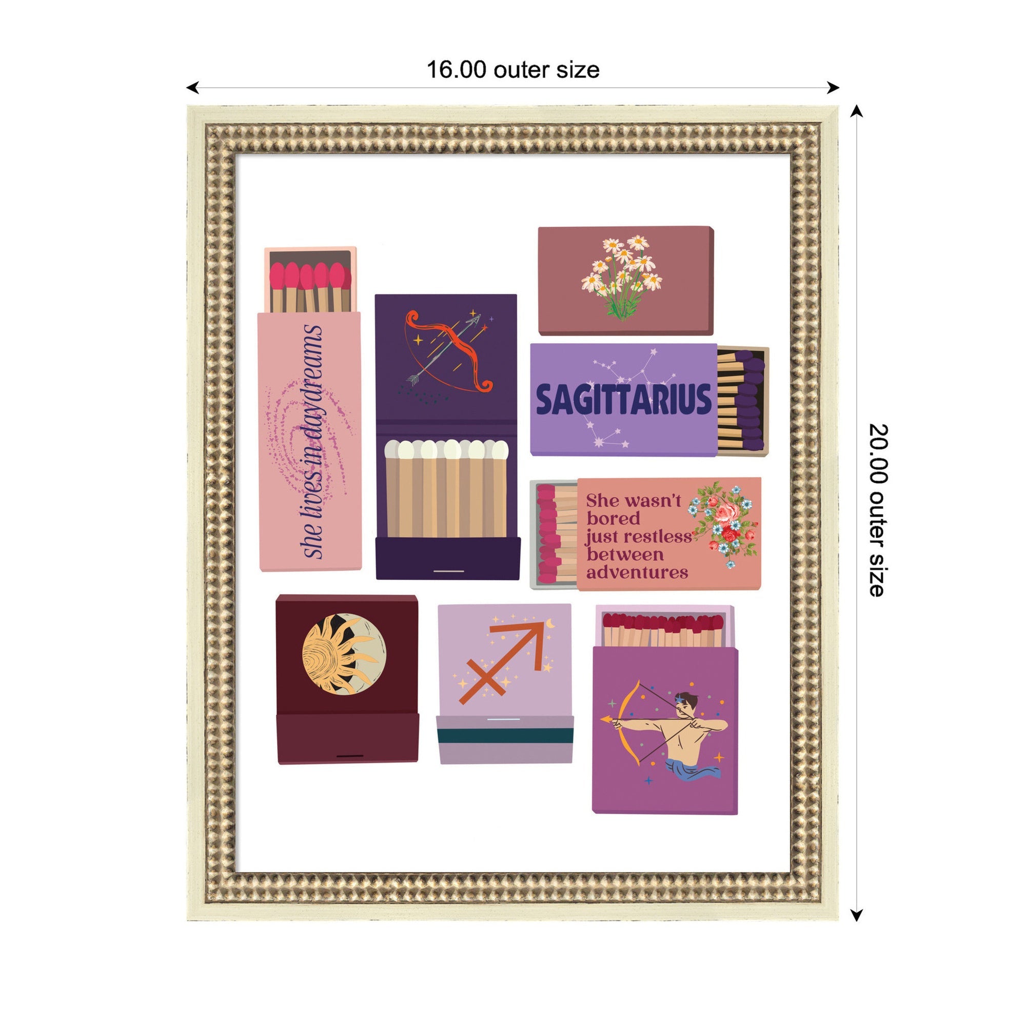 Sagittarius Matchbooks 14x18 FC by Megan Ryan Framed Wall Art Print