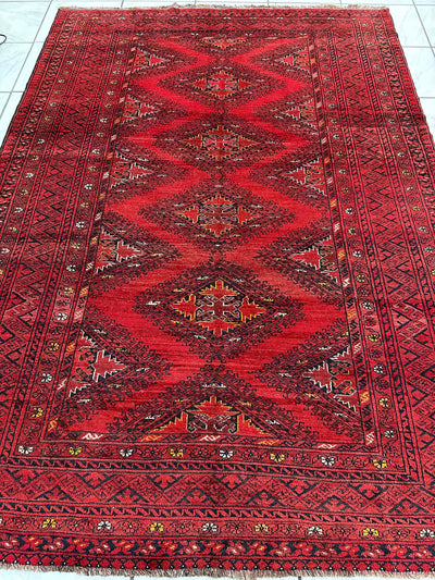 Hand-Knotted Afghan Turkoman Waziri Wool Rug – 6'9" x 9'6" – Vintage by Rugistan - product image 2 for Resin Society