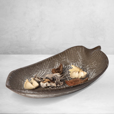 Wood Leaf Shaped Tray — Decorative Serving Platter & Key Bowl by Porto Boutique - main product image for Resin Society