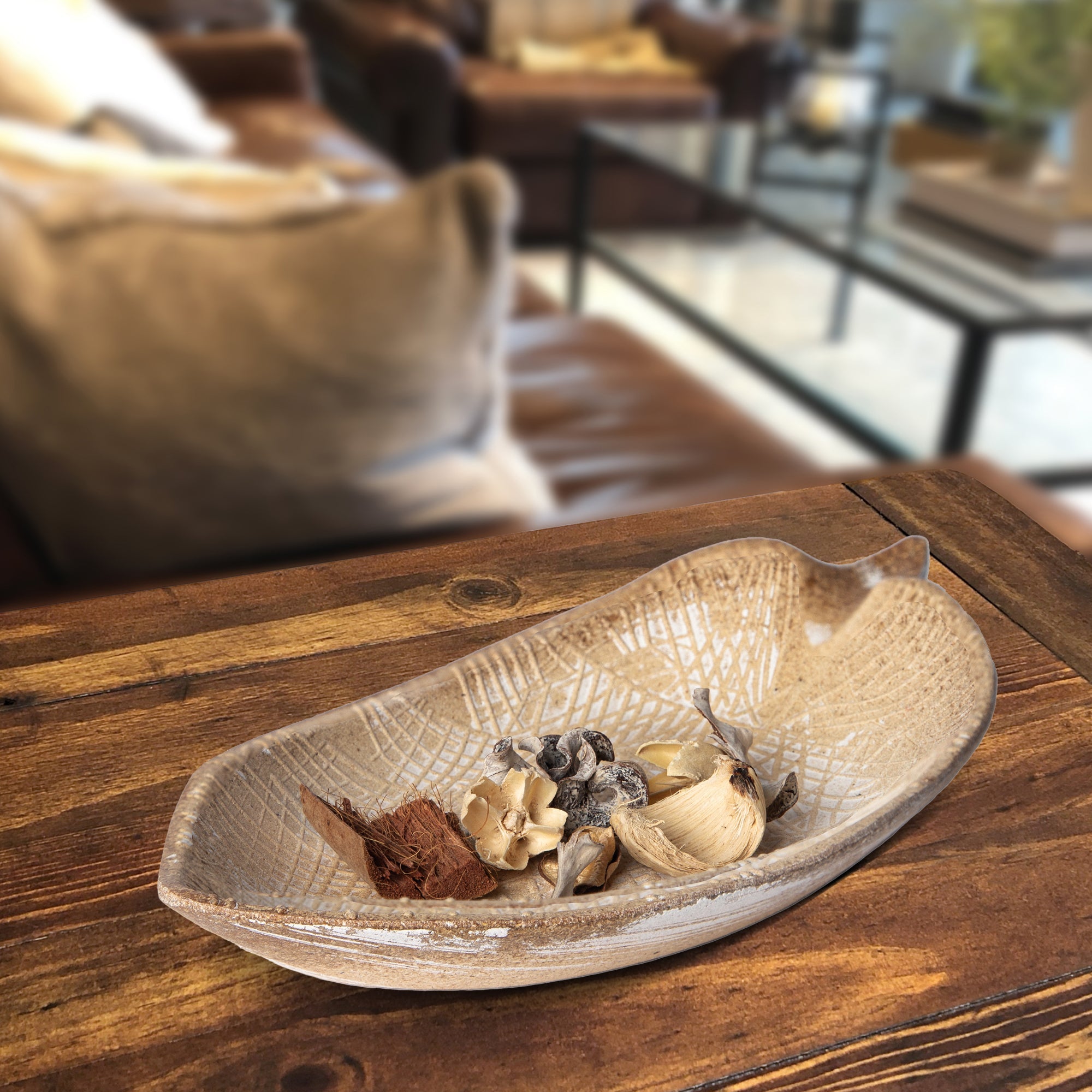 Wood Leaf Shaped Tray — Decorative Serving Platter & Key Bowl by Porto Boutique - product image 2 for Resin Society