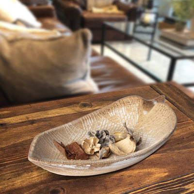 Wood Leaf Shaped Tray — Decorative Serving Platter & Key Bowl by Porto Boutique - product image 2 for Resin Society