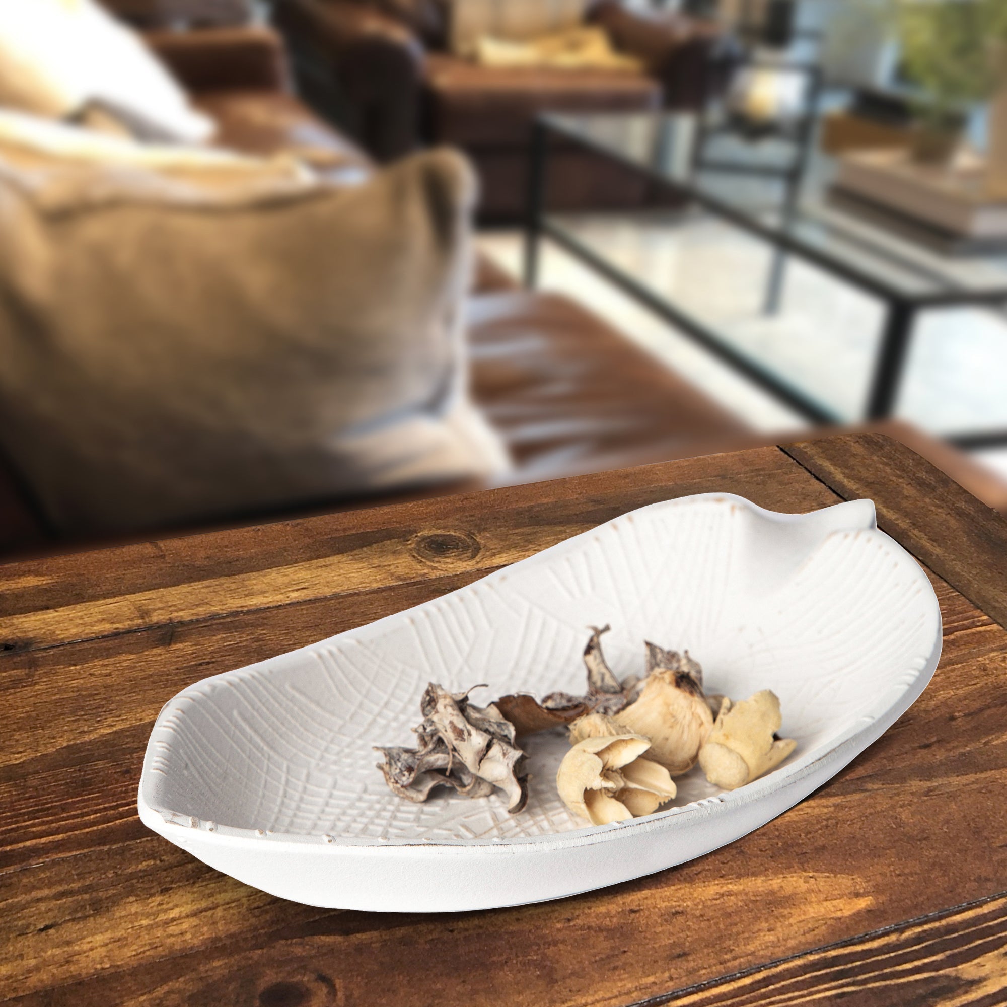 Wood Leaf Shaped Tray — Decorative Serving Platter & Key Bowl by Porto Boutique - product image 8 for Resin Society