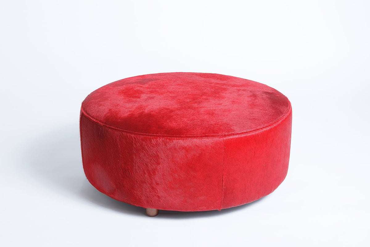 Round Cowhide Ottoman by Homelosophy