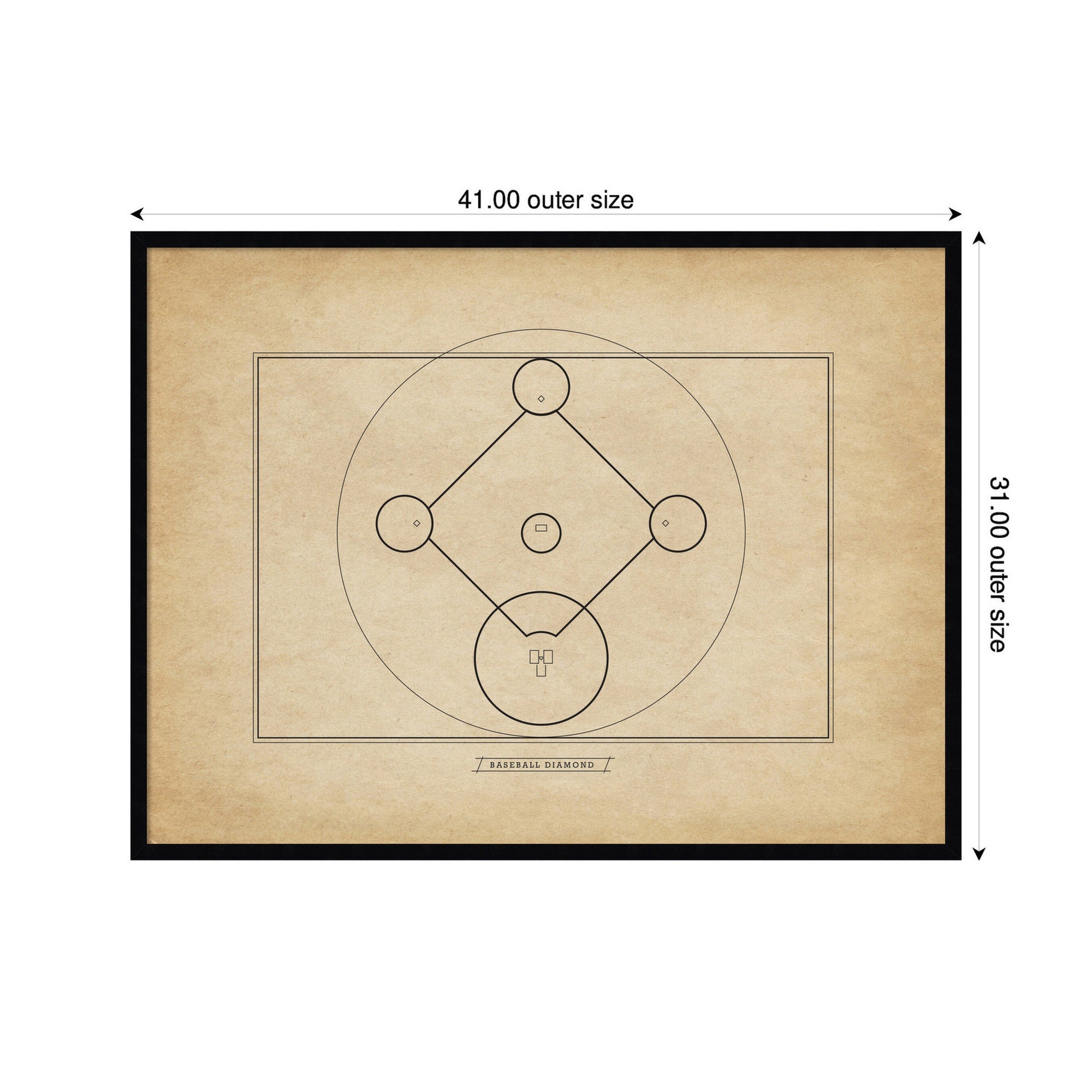 Vintage Sports Baseball Diamond Diagram Horizontal by The Creative Bunch Studio Framed Wall Art Print