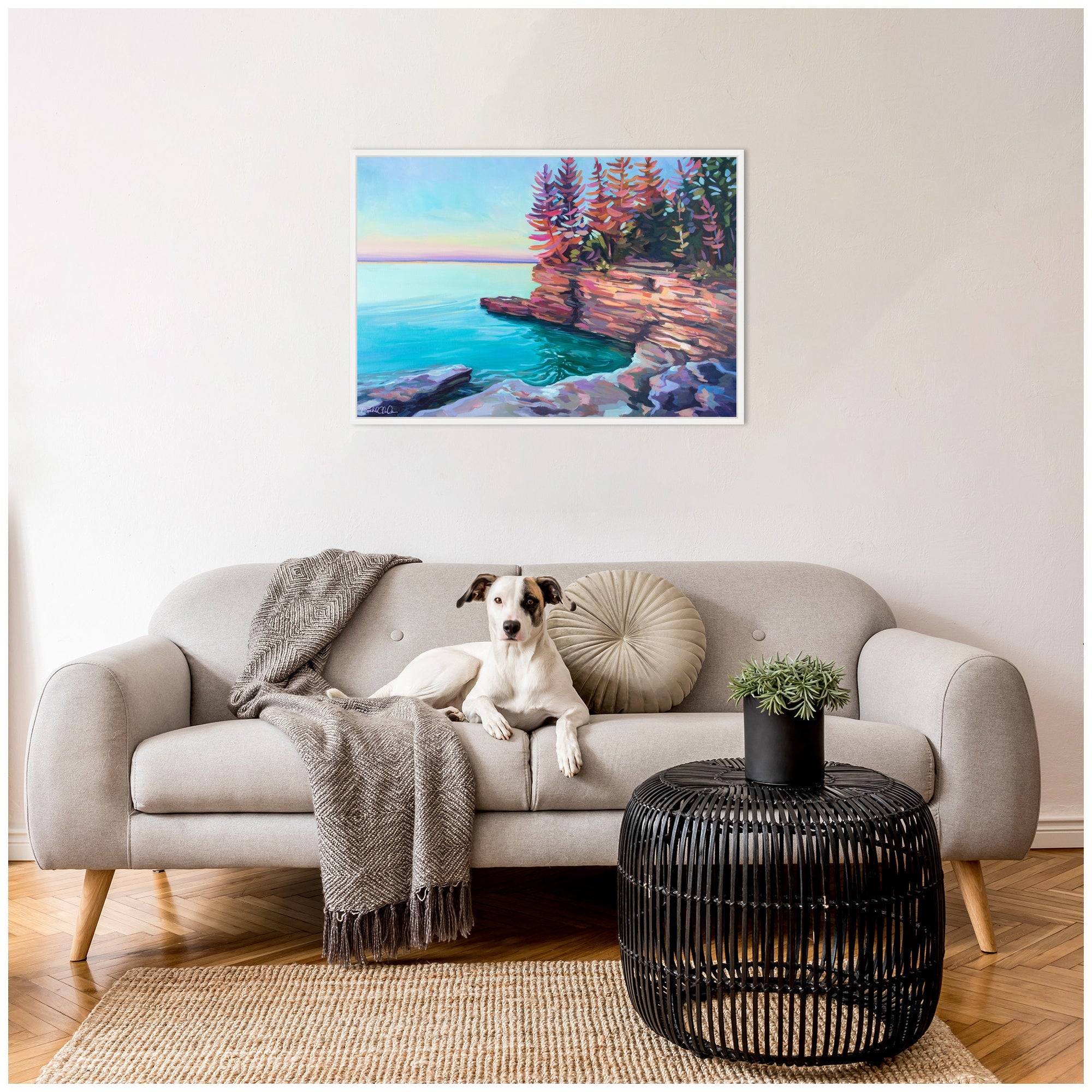 Sylvie Cave Point at Sunrise Framed Canvas by Rachel Christopoulos