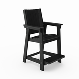 SoPoly Callaway Counter-Height Outdoor Dining Chair in Black, side and front views