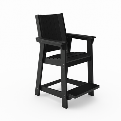 SoPoly Callaway Counter-Height Outdoor Dining Chair in Black, side and front views