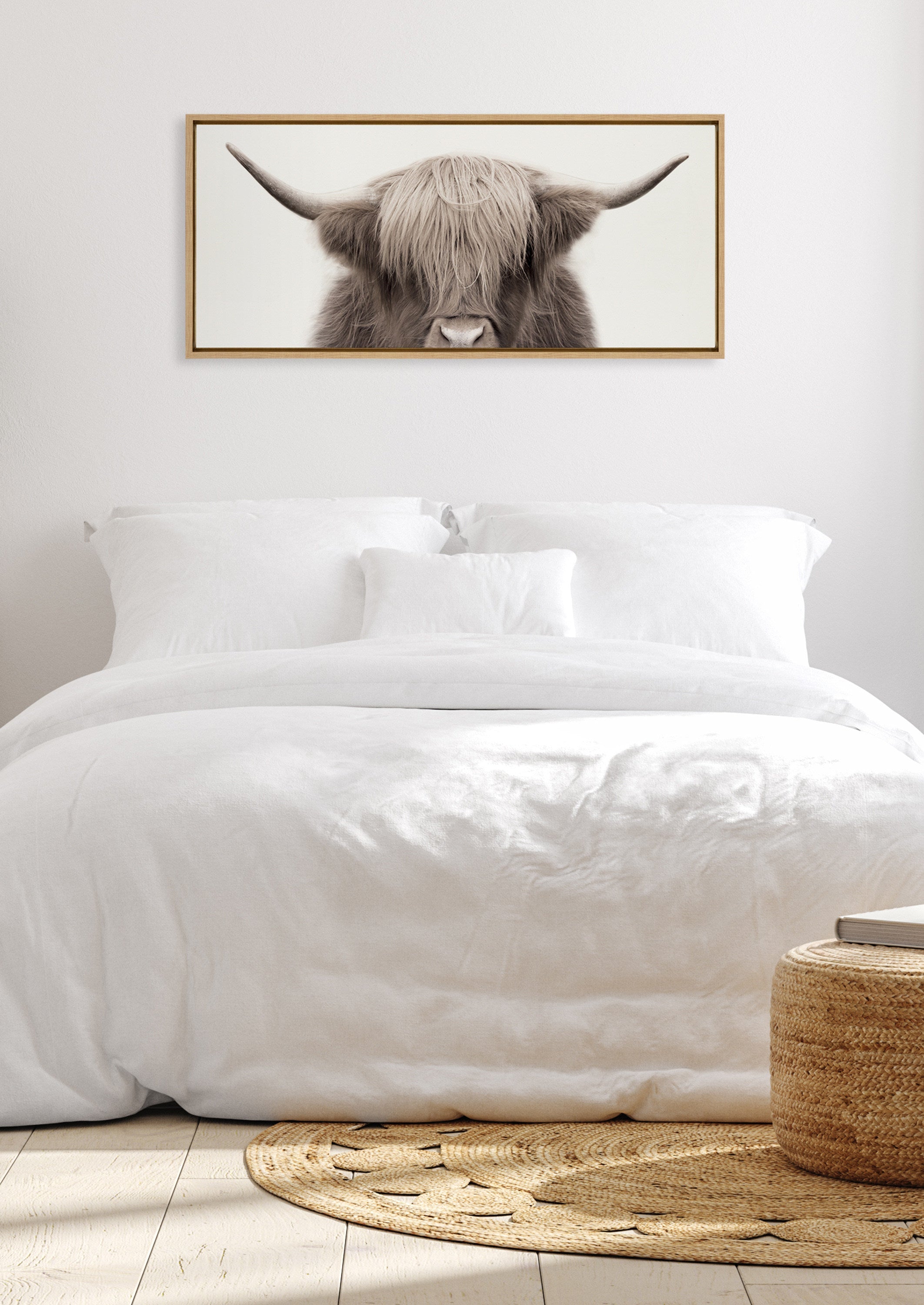 Sylvie Hey Dude Highland Cow Color Framed Canvas by The Creative Bunch