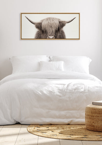 Sylvie Hey Dude Highland Cow Color Framed Canvas by The Creative Bunch