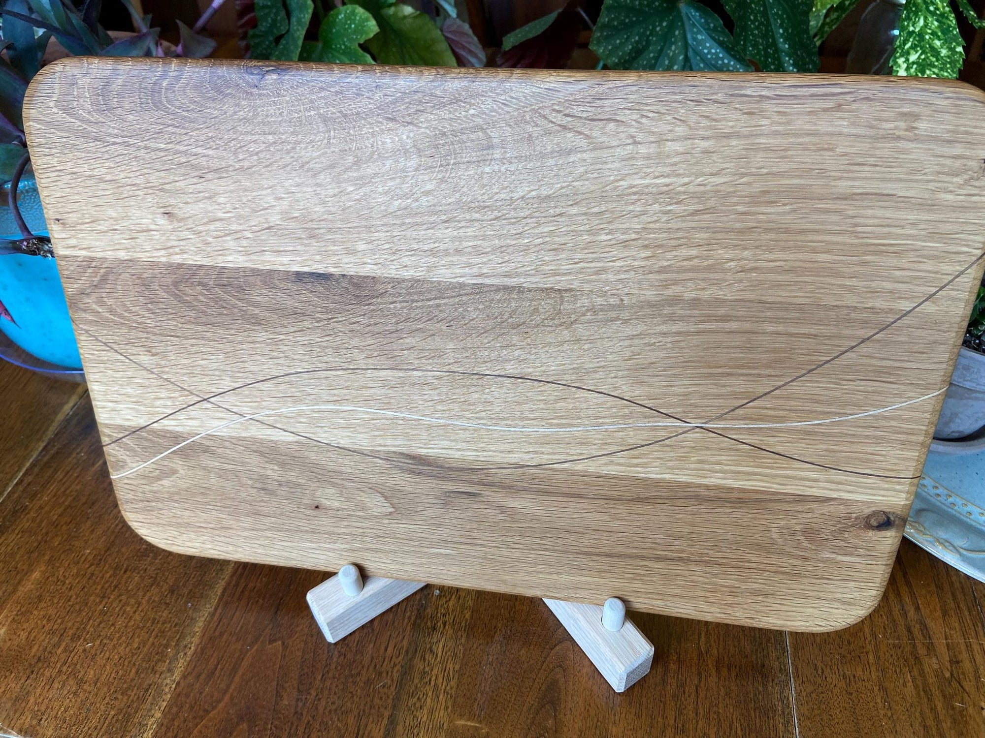 Handcrafted White Oak Charcuterie Board with Peruvian Walnut and Cherry decorative banding