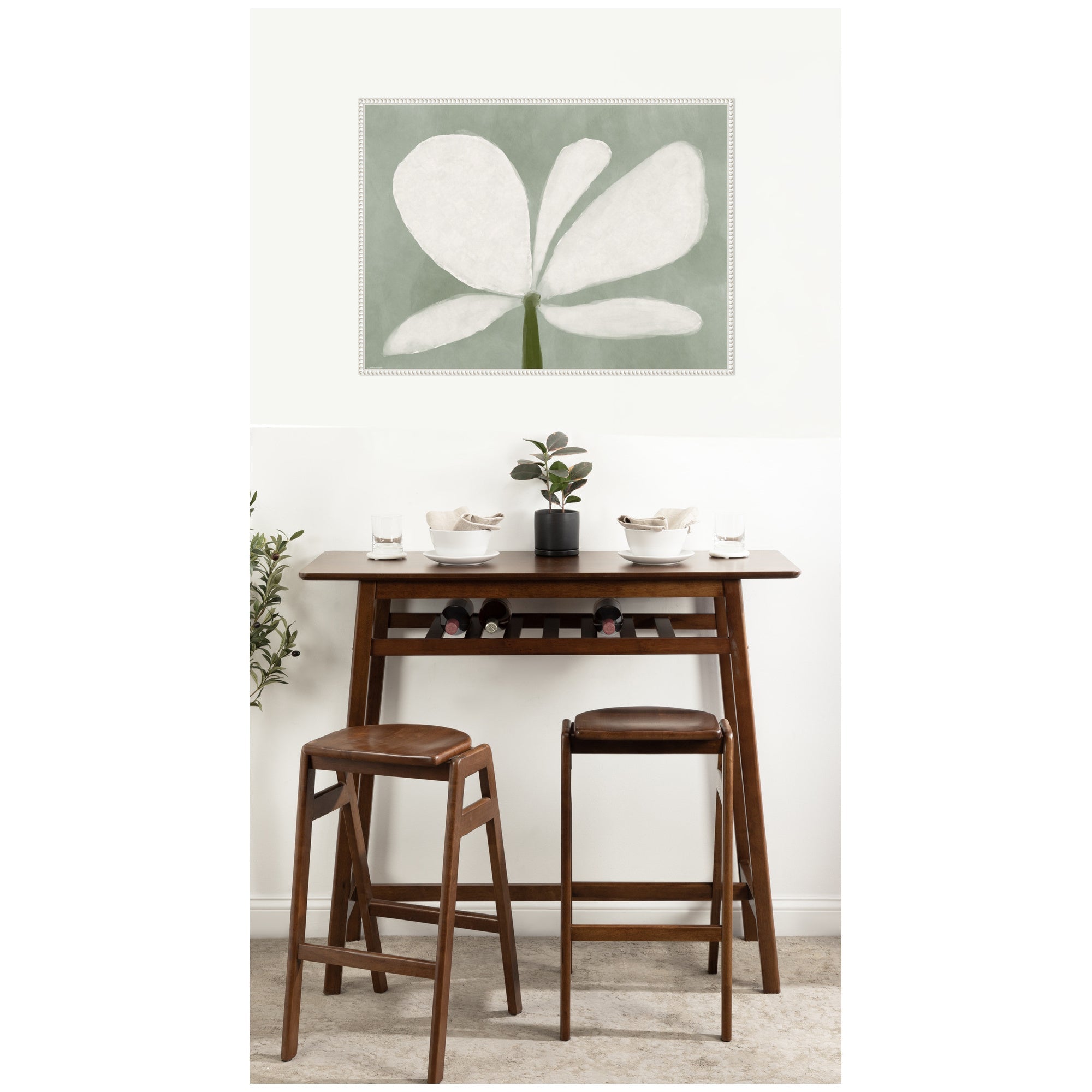 White Floral No.
2 by Gabrielly Guedes Framed Canvas Wall Art Print