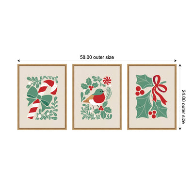 Sylvie Christmas Icons - 3 Piece Framed Canvas Art Set by Dominique Vari