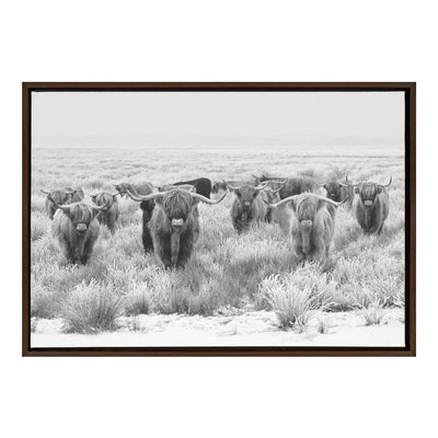 Sylvie Herd of Highland Cows Black and White Framed Canvas by The by kateandlaurel - product image 20 for Resin Society
