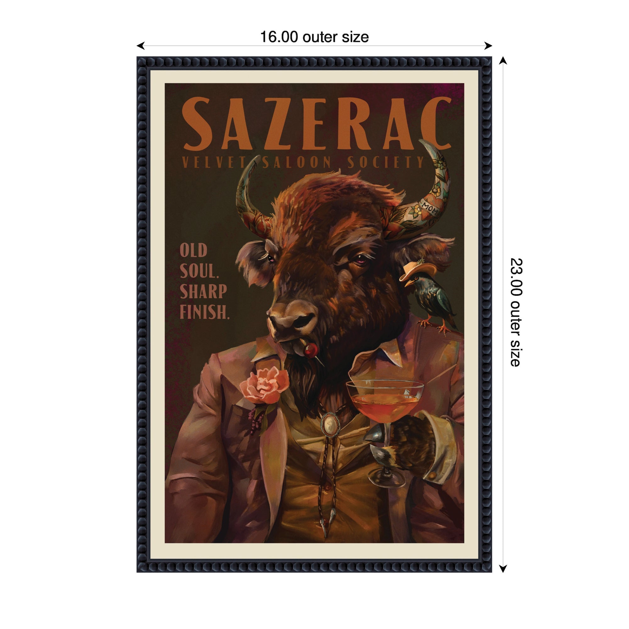 WG Sazerac Bison Buffalo by The Whiskey Ginger Framed Canvas Wall Art Print