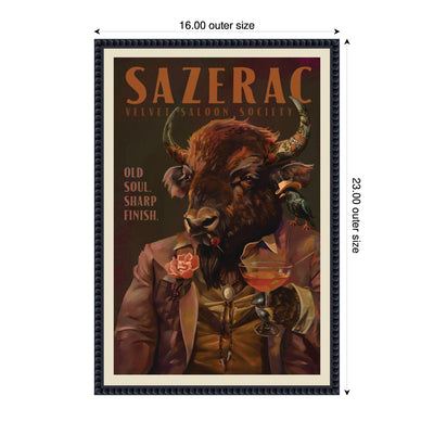 WG Sazerac Bison Buffalo by The Whiskey Ginger Framed Canvas Wall Art Print