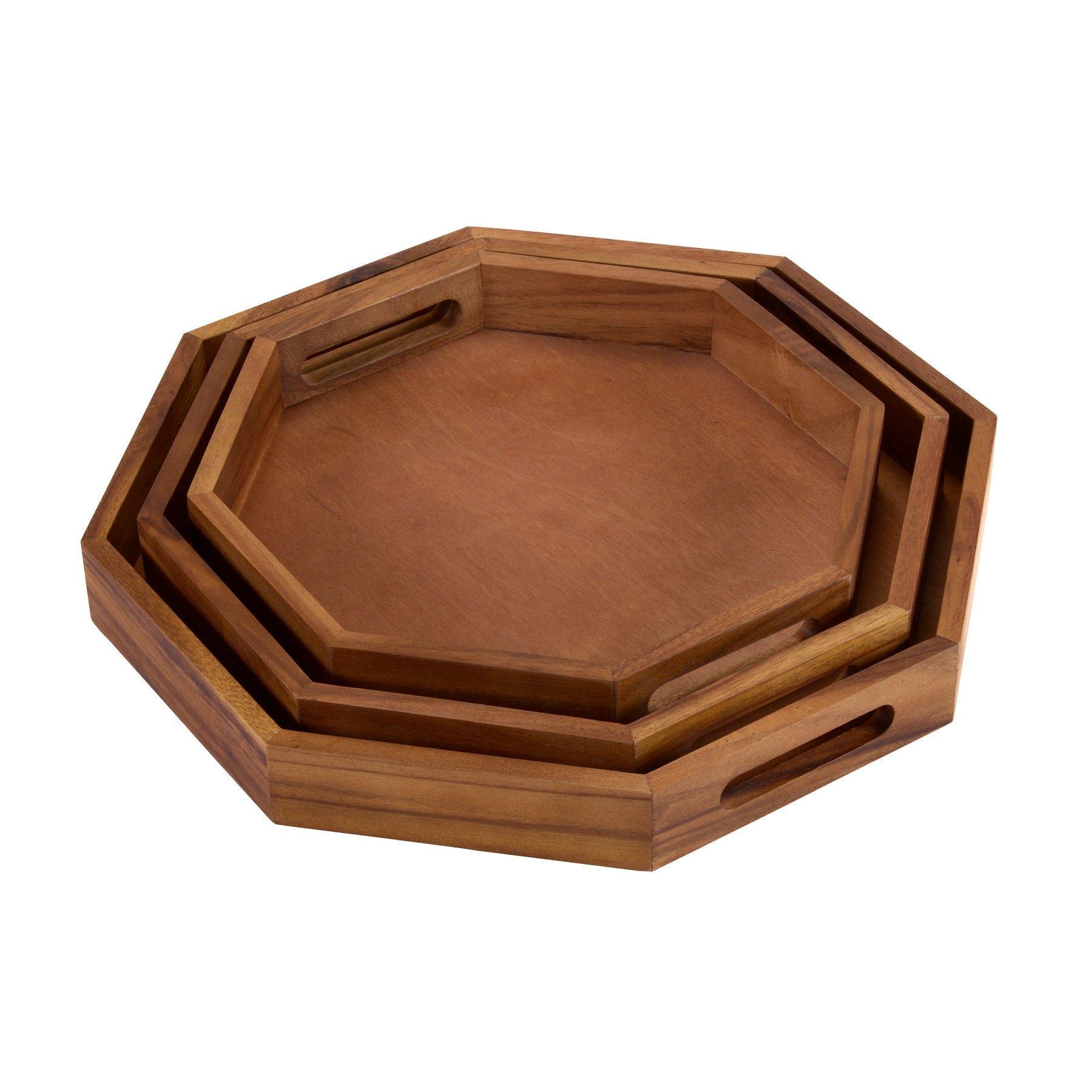 Acacia Wood Octagon Serving Tray – Rustic Wooden Tray by Kalmar Home - product image 4 for Resin Society