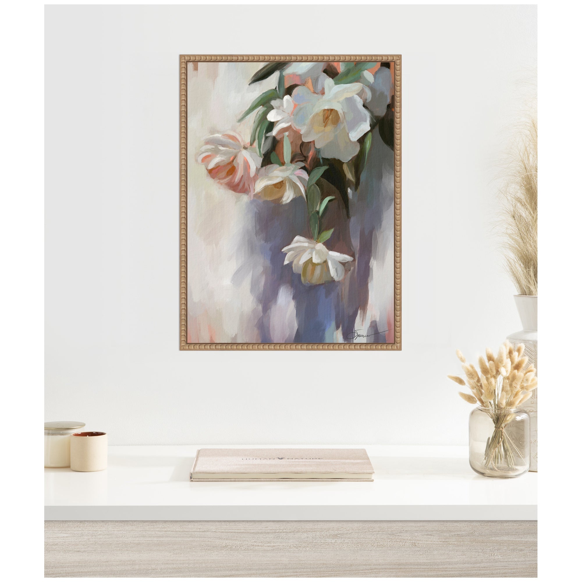 Sylvie Dangle Thumb Pastel Flower Bouquet Framed Canvas by Mary Sparrow