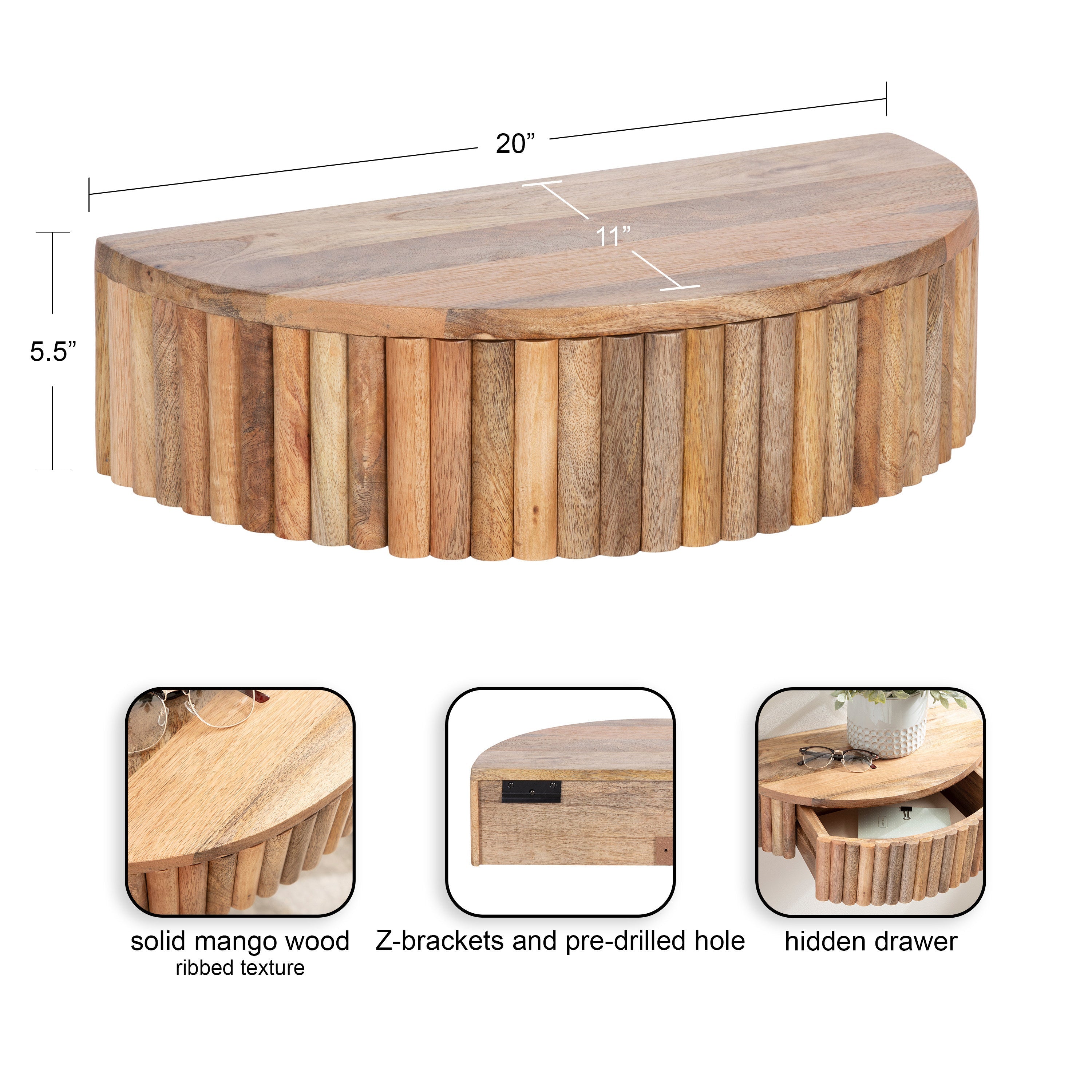 Reid Ribbed Floating Side Table