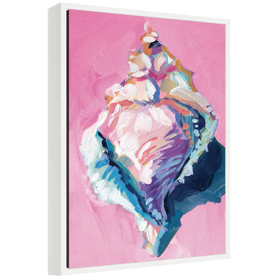 Sylvie Conch Shell Abstract Artwork on Framed Gallery-Wrapped Canvas