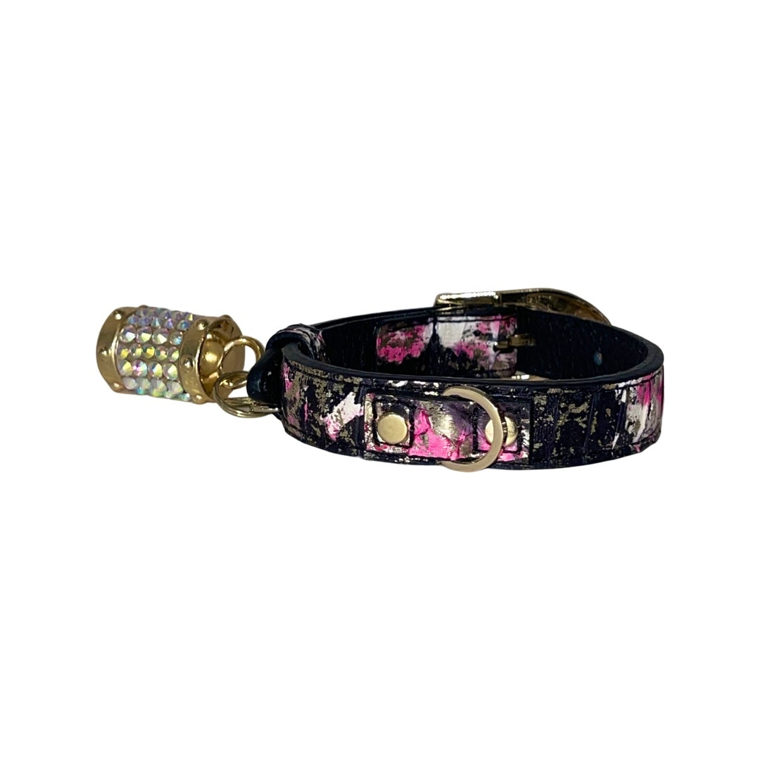 XS 7”-14” Black/Pink/Gold Custom Snake Collar/Custom Gold Italian by Allysa Payne Beverly Hills - product image 2 for Resin Society