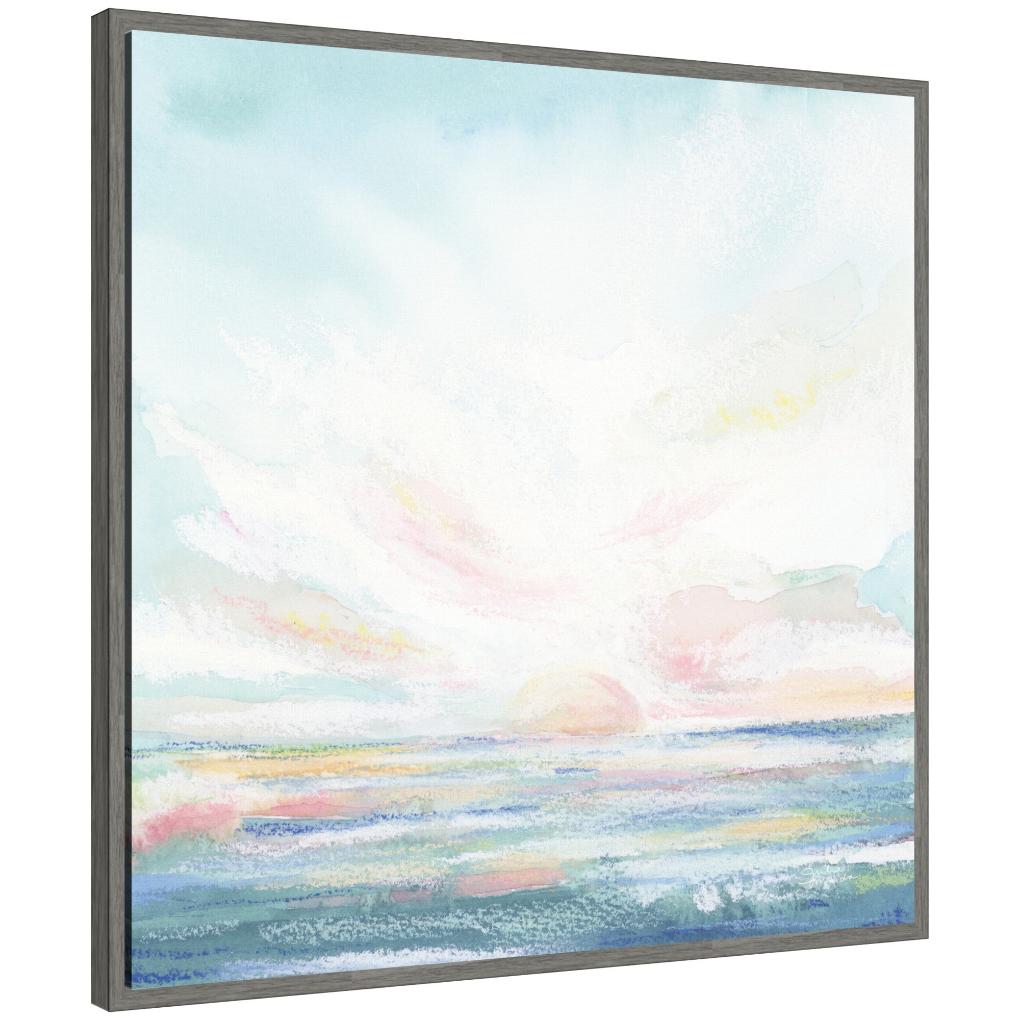 Sylvie Heavenly framed canvas artwork by Julie Maida showing a landscape scene in a modern frame