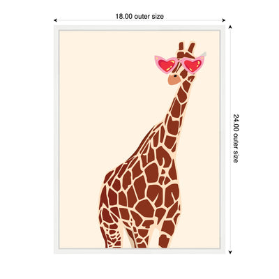 Sylvie Giraffe in Preppy Cute Heart Sunglasses Framed Canvas by Honey Island Studio