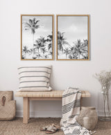 Sylvie Coastal Coconut Palm Tree Beach BW Framed Canvas Set by The