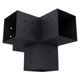 Pergola 4-Arm Post Bracket made of steel for 4x4 wood posts with included black screws