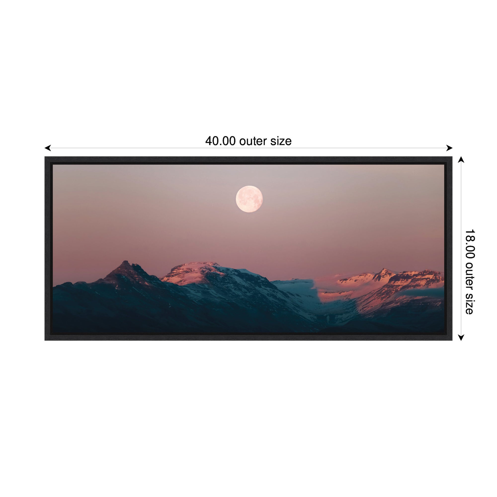 Sylvie Panoramic Pastel Moonrise over Icelandic Mountains Framed Canvas by Michael Schauer