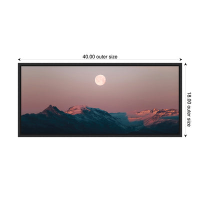 Sylvie Panoramic Pastel Moonrise over Icelandic Mountains Framed Canvas by Michael Schauer