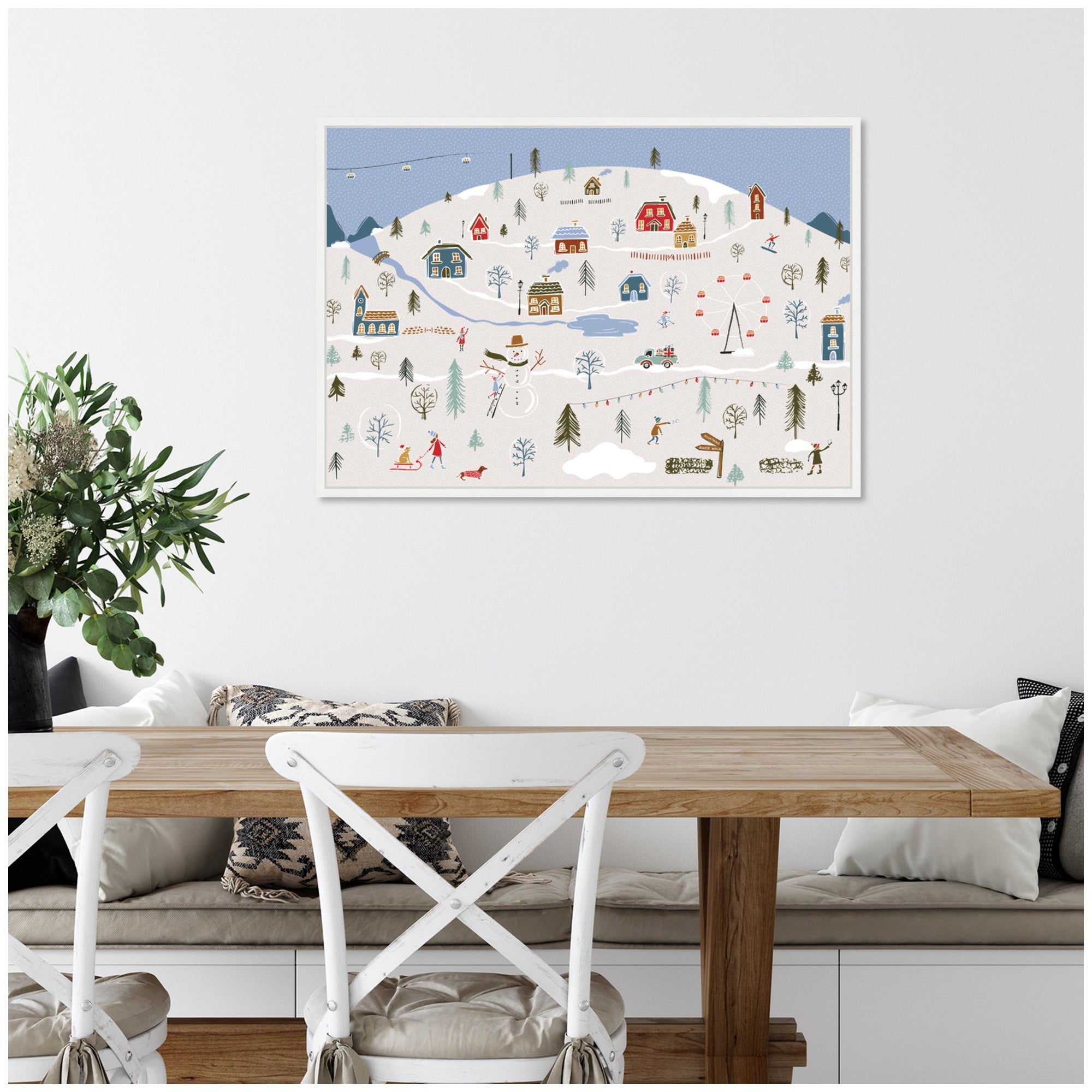 Sylvie Framed Canvas A Winter Village by Vicky Yorke