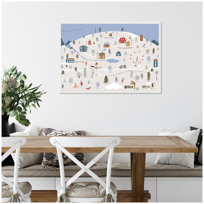 Sylvie Framed Canvas A Winter Village by Vicky Yorke