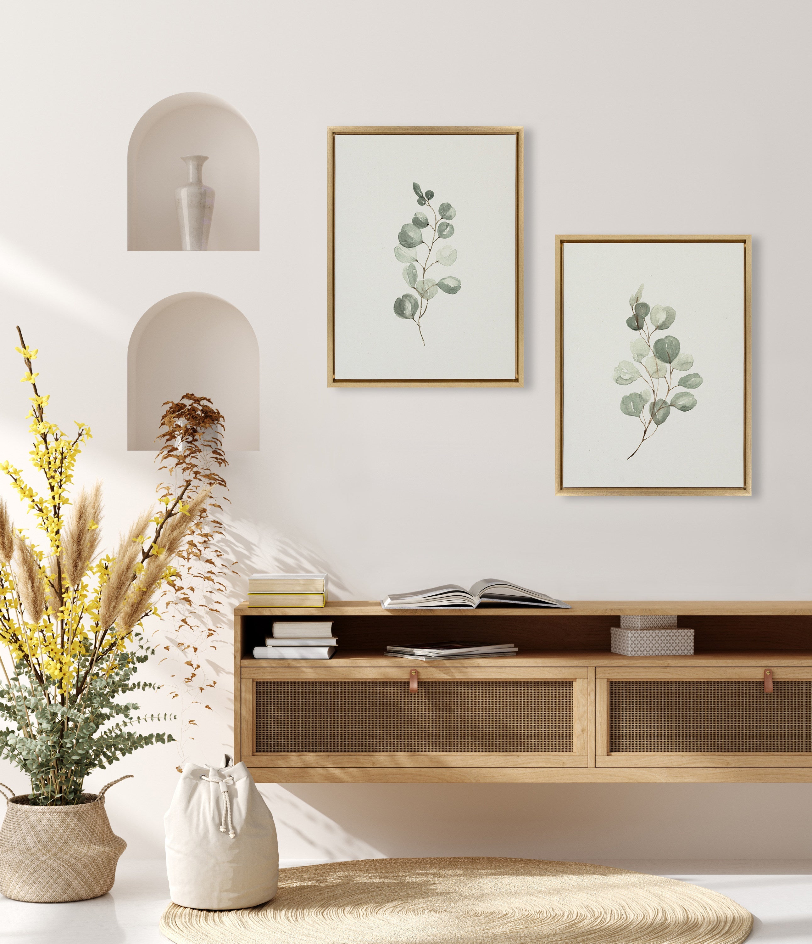 Sylvie Eucalyptus Framed Canvas Set by Maja Mitrovic