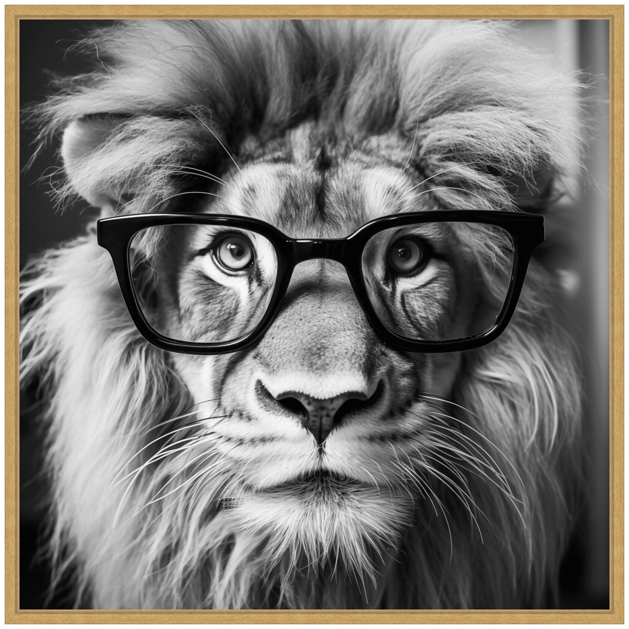 Sylvie Black and White Lion in Reading Glasses Framed Canvas by kateandlaurel - product image 8 for Resin Society