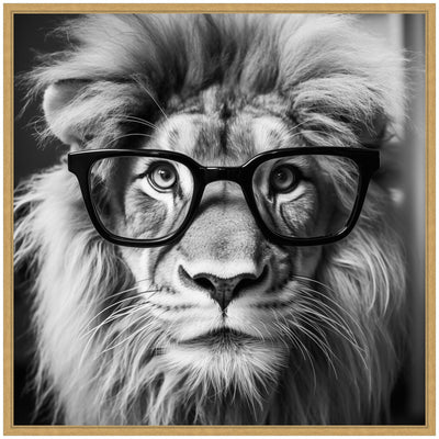 Sylvie Black and White Lion in Reading Glasses Framed Canvas by kateandlaurel - product image 8 for Resin Society