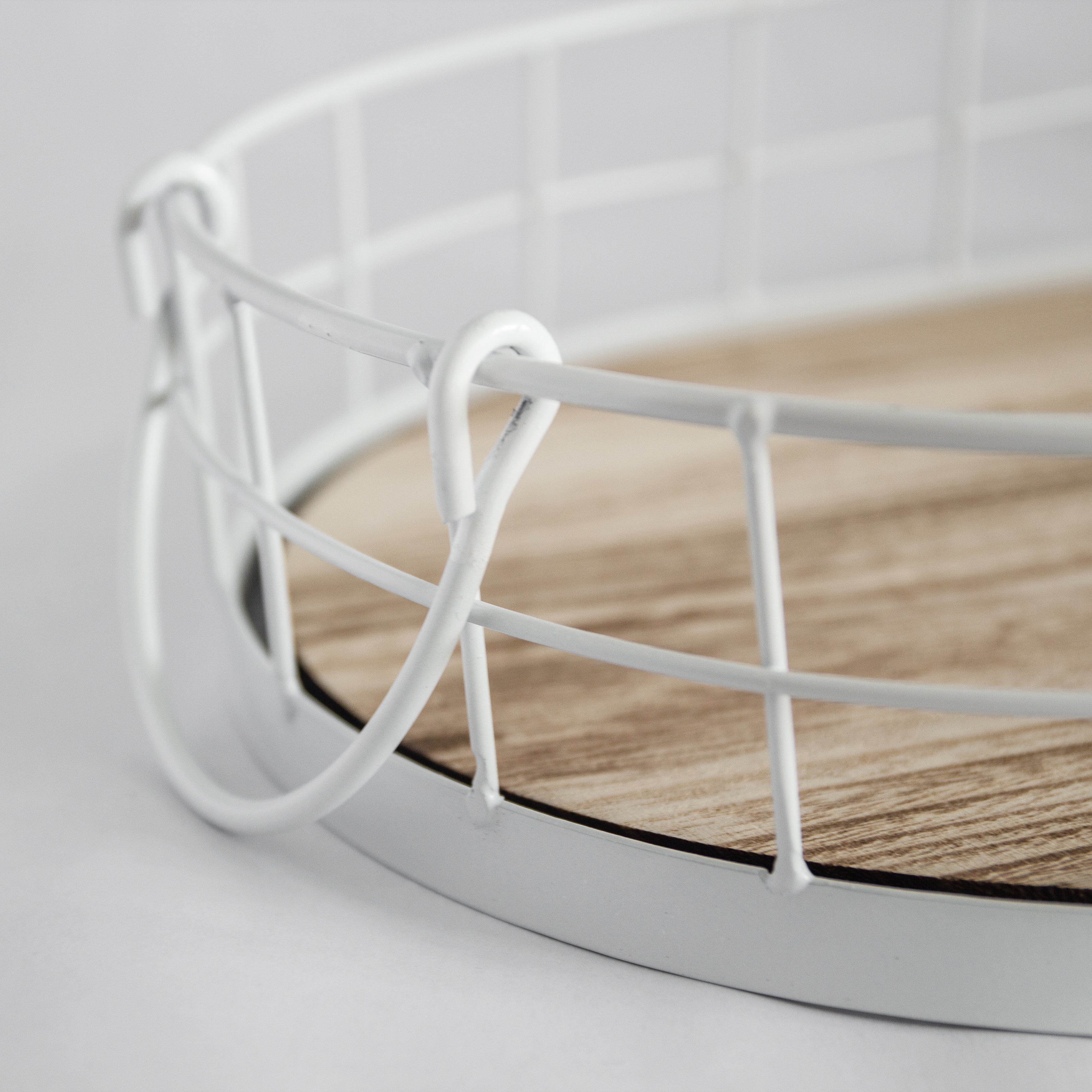 Oval Metal & Wood Decorative Tray — Rustic White Accent Tray for Home by Porto Boutique - product image 6 for Resin Society