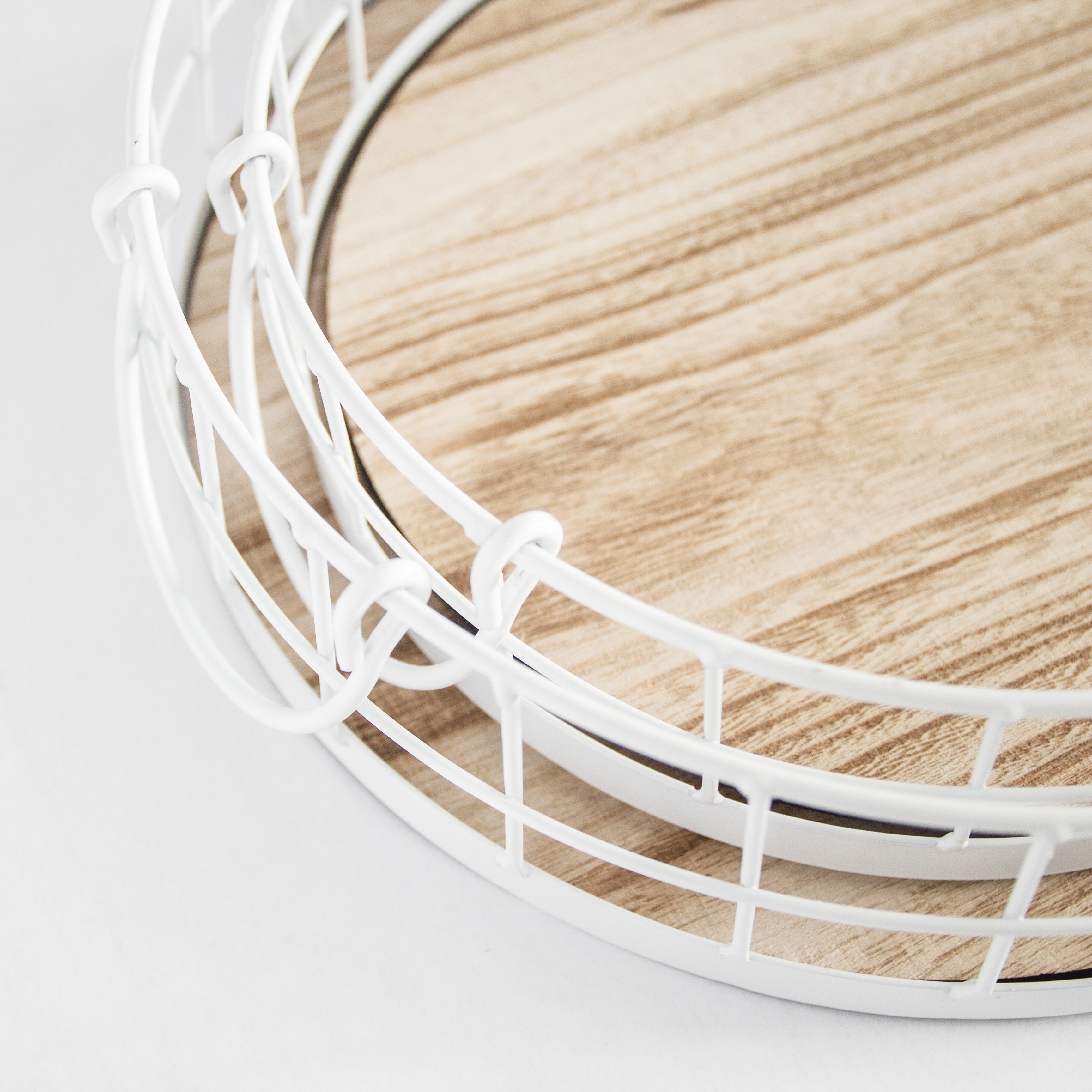 Oval Metal & Wood Decorative Tray — Rustic White Accent Tray for Home by Porto Boutique - product image 7 for Resin Society