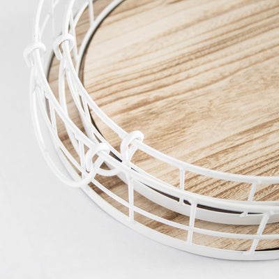 Oval Metal & Wood Decorative Tray — Rustic White Accent Tray for Home by Porto Boutique - product image 7 for Resin Society