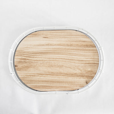 Oval Metal & Wood Decorative Tray — Rustic White Accent Tray for Home by Porto Boutique - product image 2 for Resin Society